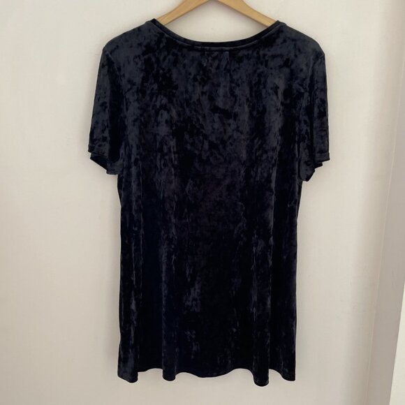 Spring & Mercer Crushed Velvet Legging Tee Tunic Sz XL Black Stretch Whimsigoth - Picture 3 of 8